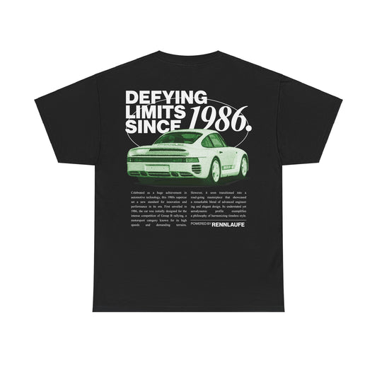 Porsche 959 Green, Black Back, 1986, halftone t-shirt